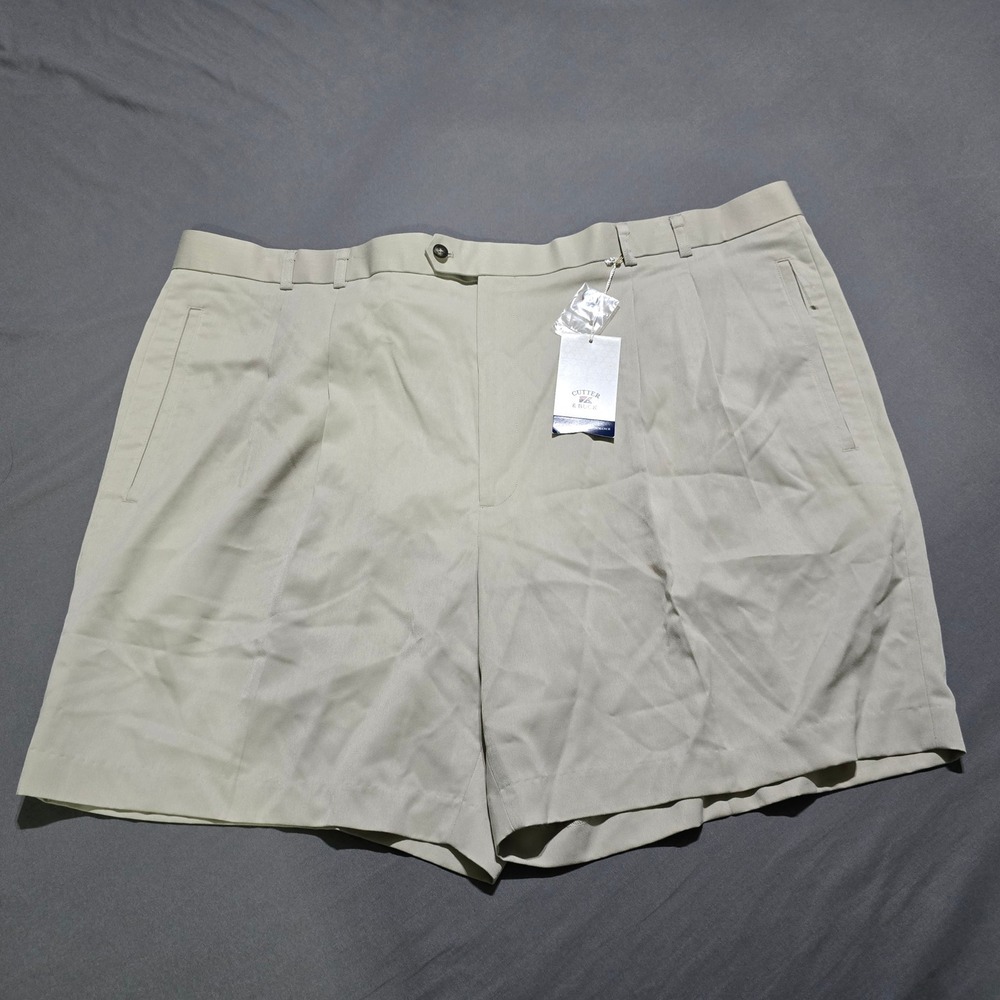 Cutter & Buck Pleated Performance Shorts Mens 52B Beige Tan NEW